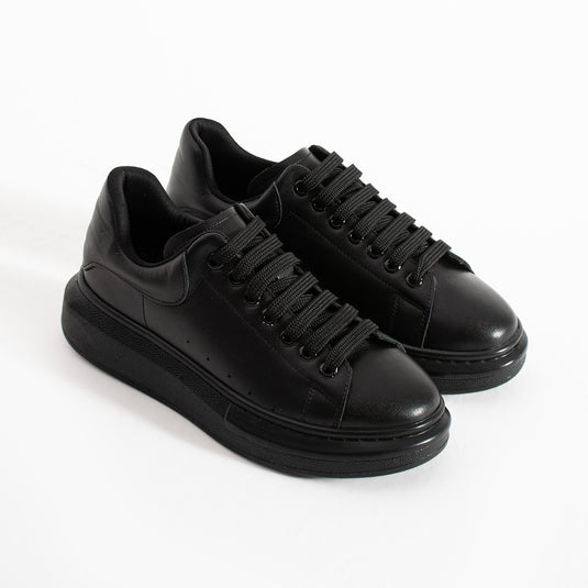 Walviss Guinas Kadin Hakiki Deri Bagcikli Siyah Sneaker