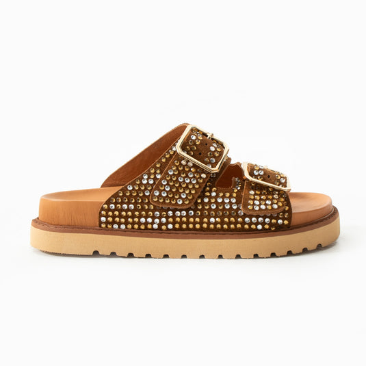 Walviss Helder Hakiki Deri Çift Tokalı Coconat Terlik