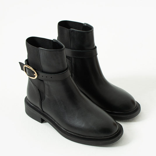 Walviss Huns Kadin Hakiki Deri Tek Tokali Siyah Bot