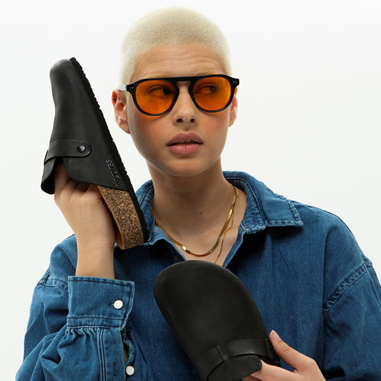 Walviss Impulo Kadin Hakiki Deri Tek Tokali Siyah Terlik