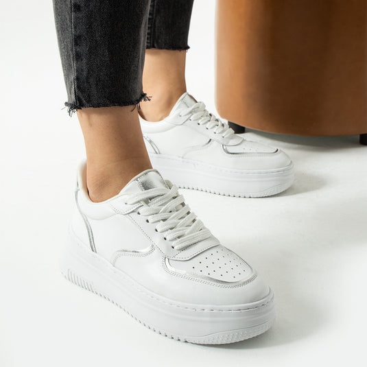 Walviss Jega Kadin Hakiki Deri Bagcikli Beyaz Sneaker