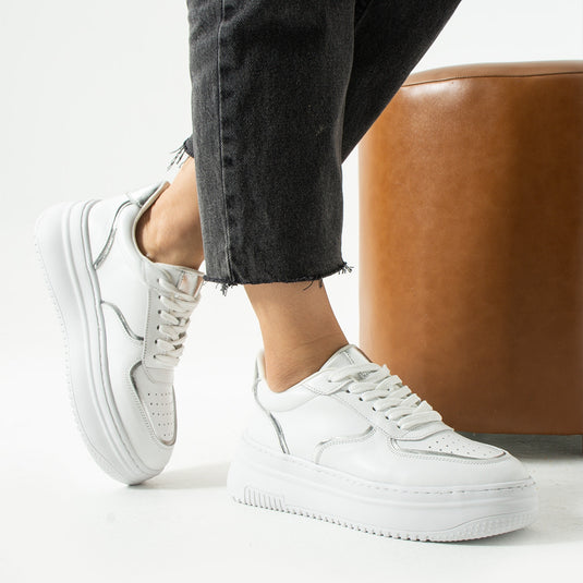 Walviss Jega Kadin Hakiki Deri Bagcikli Beyaz Sneaker