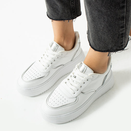 Walviss Jega Kadin Hakiki Deri Bagcikli Beyaz Sneaker