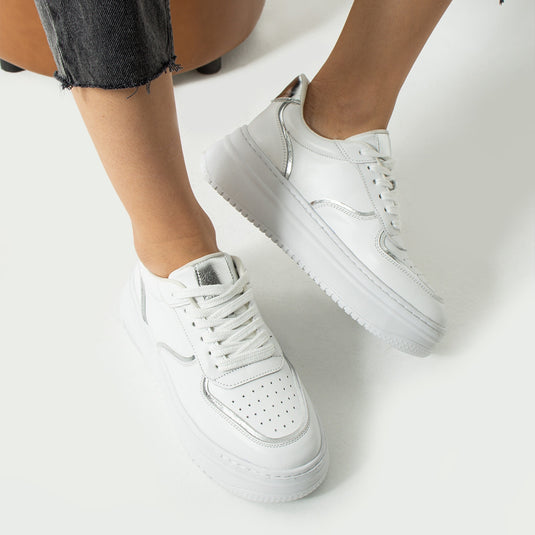 Walviss Jega Kadin Hakiki Deri Bagcikli Beyaz Sneaker