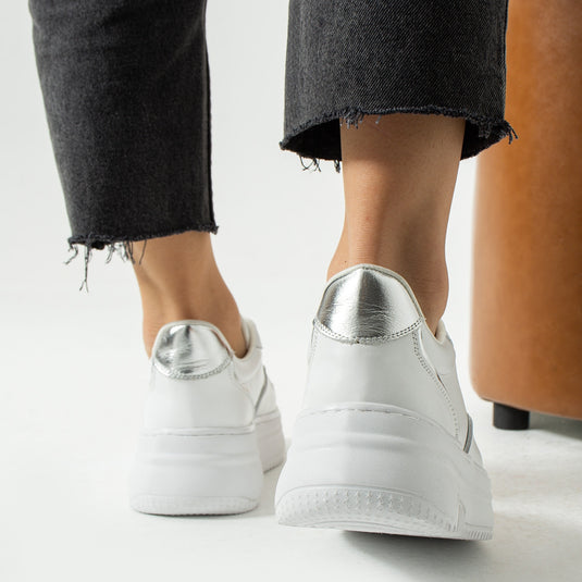 Walviss Jega Kadin Hakiki Deri Bagcikli Beyaz Sneaker