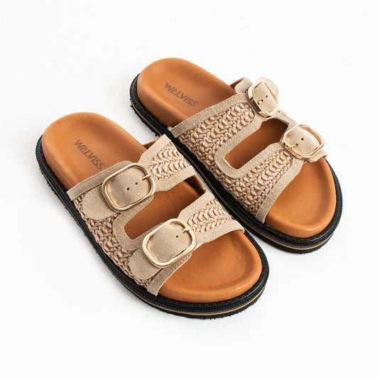 Walviss Klein Kadin Hasir Çift Tokali Bej Terlik