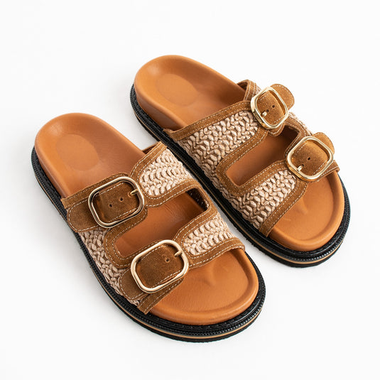 Walviss Klein Kadin Hasir Çift Tokali Coconat Terlik