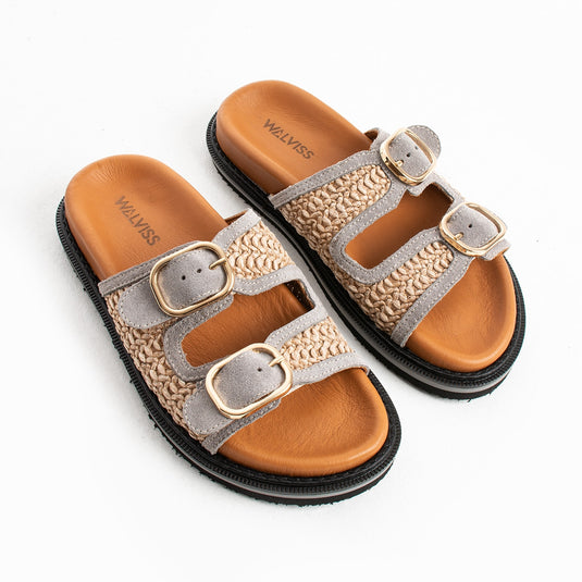 Walviss Klein Kadin Hasir Çift Tokali Füme Terlik