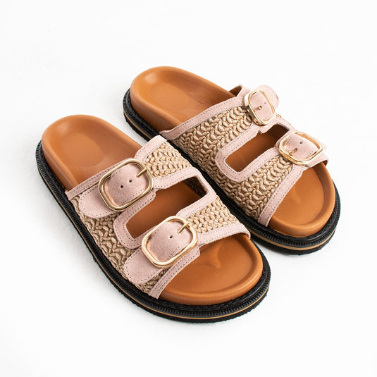 Walviss Klein Kadin Hasir Çift Tokali Pudra Terlik