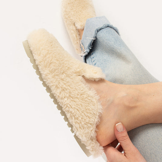 Walviss Konde Kadin Kürklü Bagciksiz Ekru Terlik