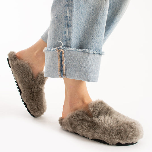 Walviss Konde Kadın Kürklü Bağcıksız Füme Terlik