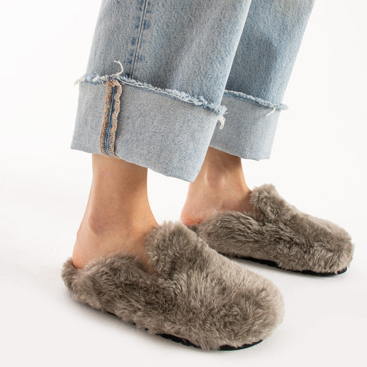 Walviss Konde Kadın Kürklü Bağcıksız Füme Terlik