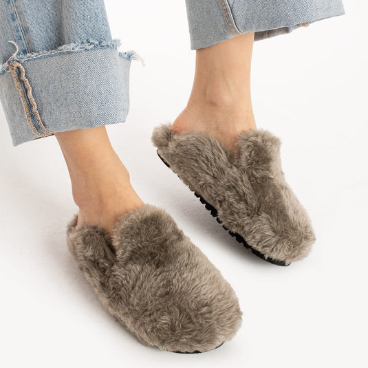 Walviss Konde Kadın Kürklü Bağcıksız Füme Terlik