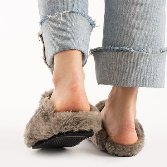 Walviss Konde Kadın Kürklü Bağcıksız Füme Terlik