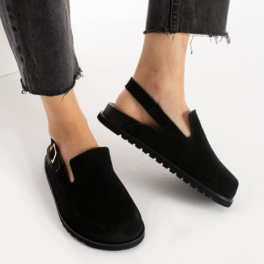 Walviss Leon Kadın Hakiki Deri Tek Tokalı Siyah Sandalet