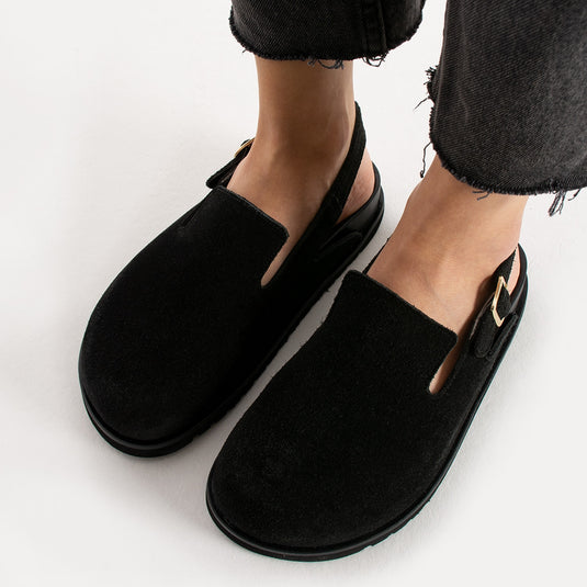 Walviss Leon Kadın Hakiki Deri Tek Tokalı Siyah Sandalet