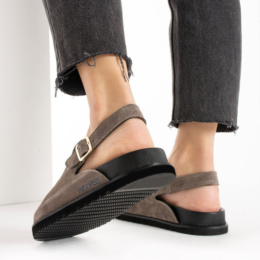 Walviss Leon Kadin Hakiki Deri Tek Tokali Vizon Sandalet