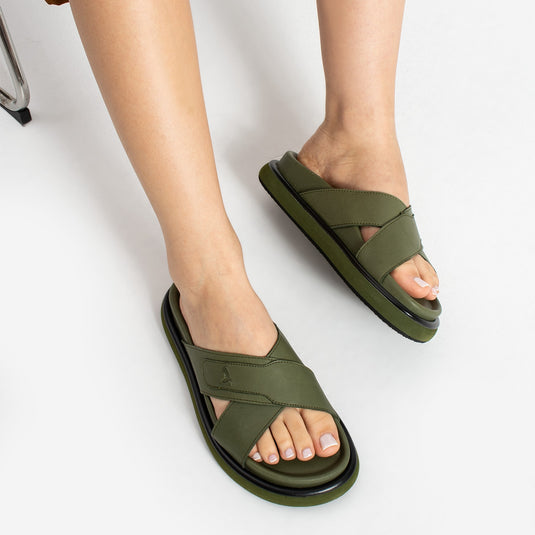 Walviss Luiza Kadin Hakiki Deri Bagciksiz Haki Terlik