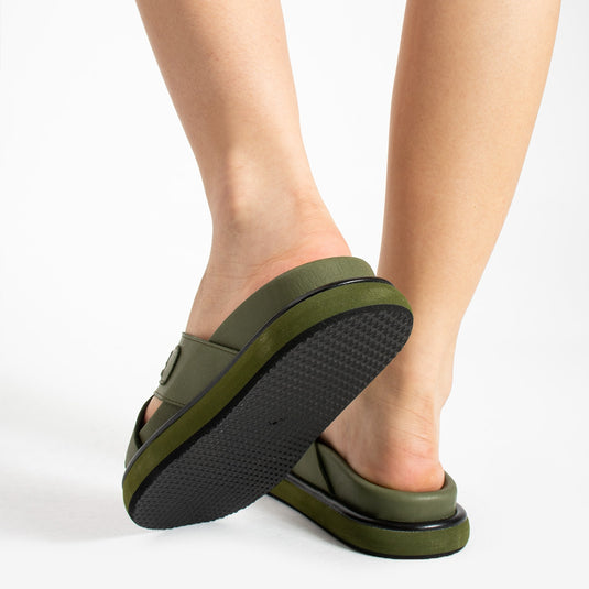 Walviss Luiza Kadin Hakiki Deri Bagciksiz Haki Terlik