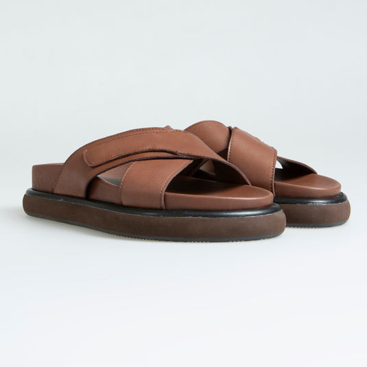 Walviss Luiza Kadin Hakiki Deri Bagciksiz Kahverengi Terlik