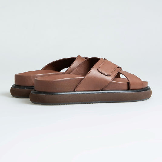 Walviss Luiza Kadin Hakiki Deri Bagciksiz Kahverengi Terlik