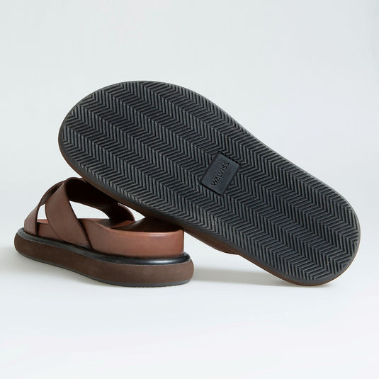 Walviss Luiza Kadin Hakiki Deri Bagciksiz Kahverengi Terlik