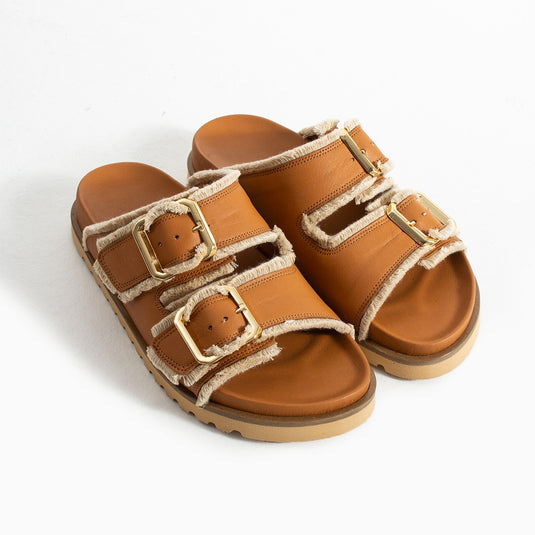 Walviss Magnetti Hakiki Deri Çift Tokali Coconat Terlik