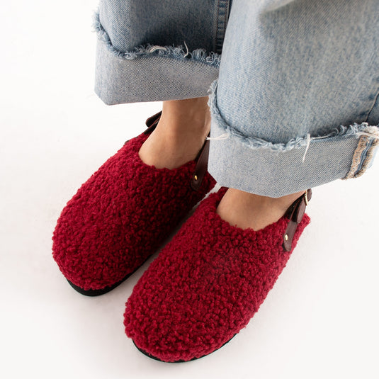 Walviss Moshe Kadin Kürklü Tek Tokali Bordo Sandalet