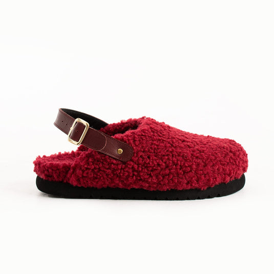 Walviss Moshe Kadin Kürklü Tek Tokali Bordo Sandalet