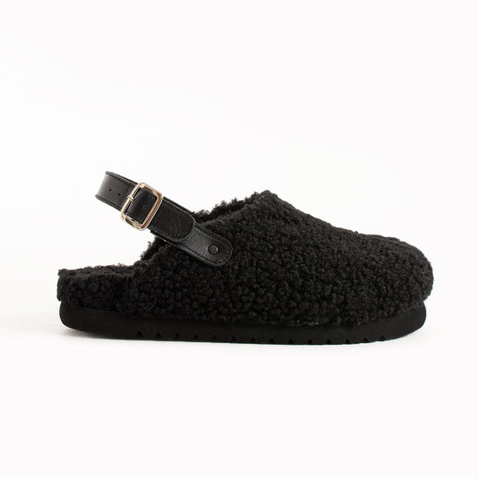 Walviss Moshe Kadin Kürklü Tek Tokali Siyah Sandalet