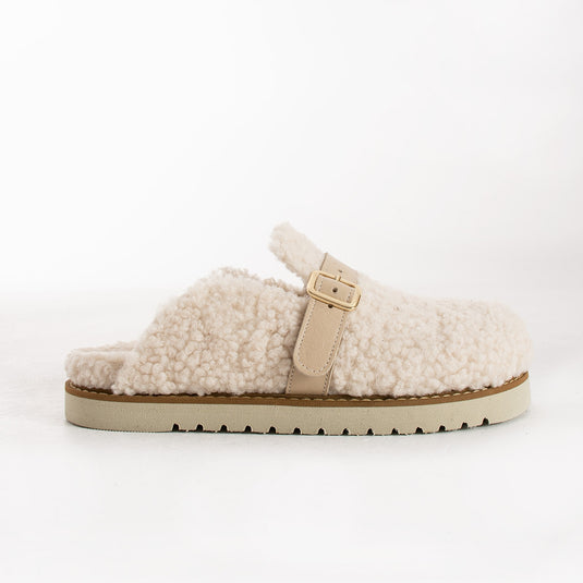 Walviss Mufy Kadin Kürklü Tek Tokali Ekru Terlik