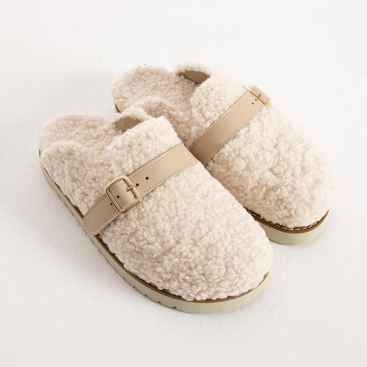 Walviss Mufy Kadin Kürklü Tek Tokali Ekru Terlik