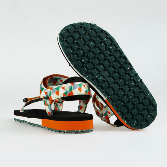 Walviss Narval Kadin Dokuma Kumas Cirtli Nar Çiçegi Haki Ekru Sandalet