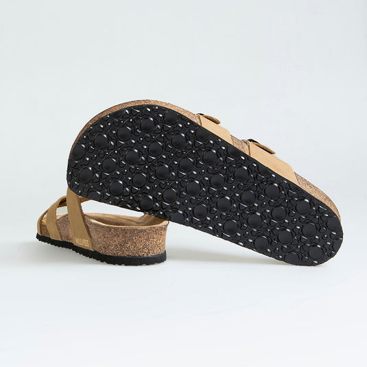 Walviss Osire Kadin Hakiki Deri Çift Tokali Bej Terlik