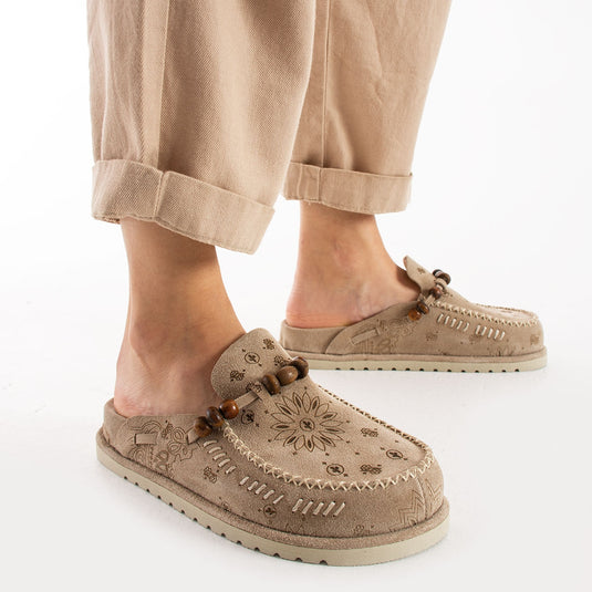 Walviss Rustica Kadin Hakiki Deri Bagciksiz Bej Terlik