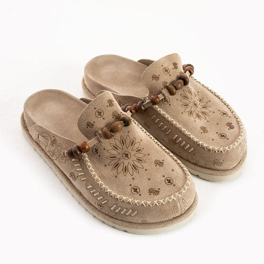 Walviss Rustica Kadin Hakiki Deri Bagciksiz Bej Terlik