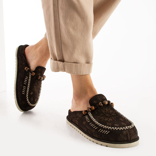 Walviss Rustica Kadin Hakiki Deri Bagciksiz Kahverengi Terlik