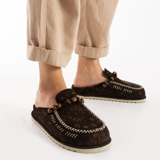 Walviss Rustica Kadin Hakiki Deri Bagciksiz Kahverengi Terlik