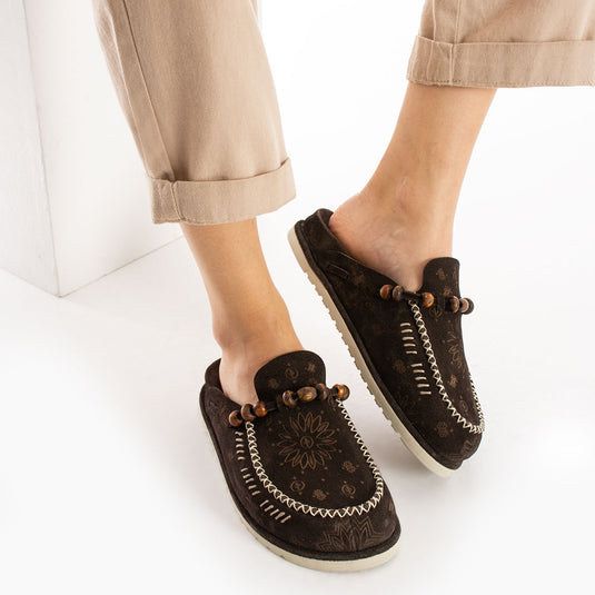 Walviss Rustica Kadin Hakiki Deri Bagciksiz Kahverengi Terlik