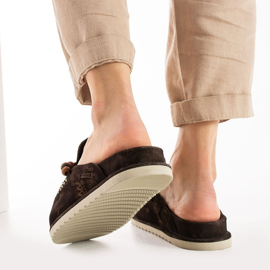 Walviss Rustica Kadin Hakiki Deri Bagciksiz Kahverengi Terlik