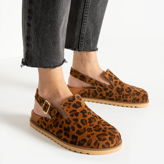 Walviss Safari Kadin Hakiki Deri Tek Tokali Coconat Leopar Sandalet