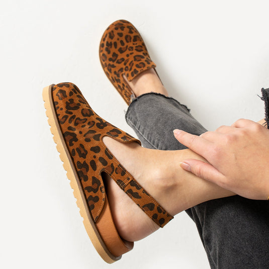 Walviss Safari Kadin Hakiki Deri Tek Tokali Coconat Leopar Sandalet