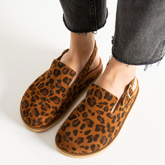 Walviss Safari Kadin Hakiki Deri Tek Tokali Coconat Leopar Sandalet