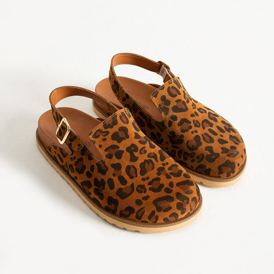 Walviss Safari Kadin Hakiki Deri Tek Tokali Coconat Leopar Sandalet