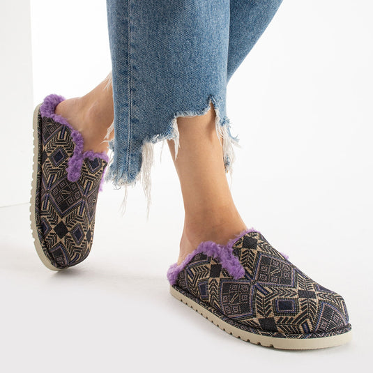 Walviss Savora Kadin Kumas Pelus Bagciksiz Mor Terlik