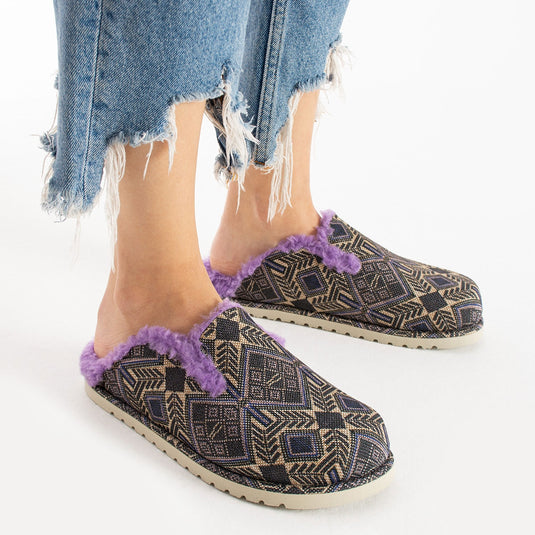 Walviss Savora Kadin Kumas Pelus Bagciksiz Mor Terlik