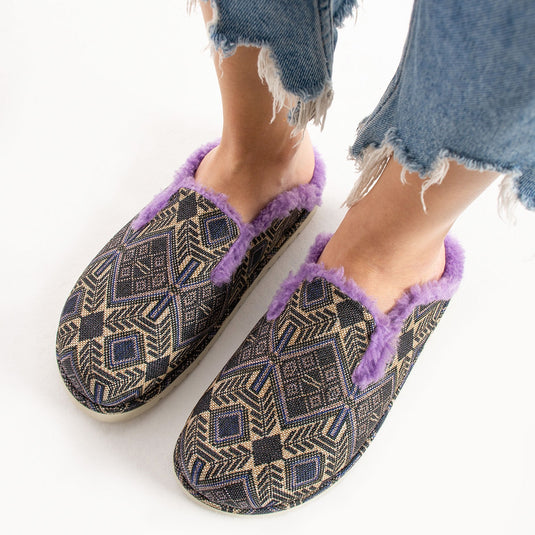 Walviss Savora Kadin Kumas Pelus Bagciksiz Mor Terlik