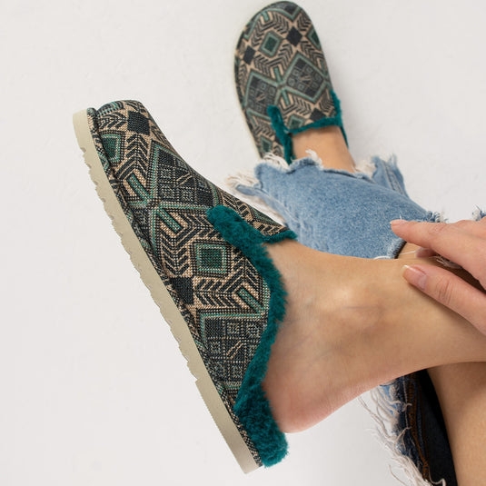 Walviss Savora Kadin Kumas Pelus Bagciksiz Petrol Yesili Terlik