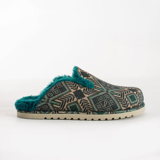 Walviss Savora Kadin Kumas Pelus Bagciksiz Petrol Yesili Terlik