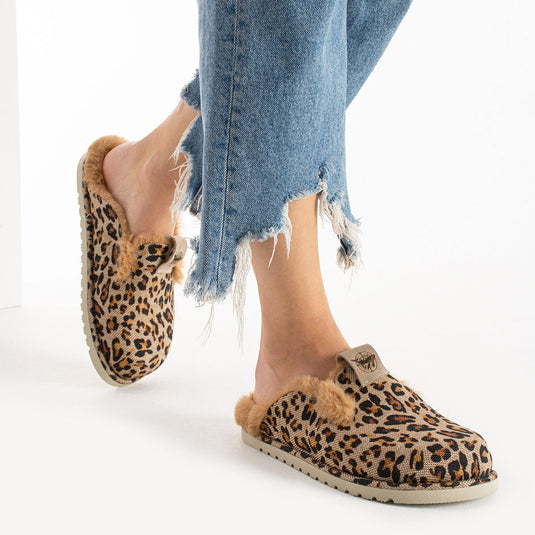 Walviss Savora Kadin Kumas Pelus Bagciksiz Siyah Leopar Terlik